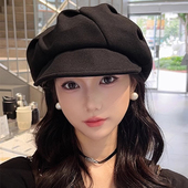 云朵八角帽子女秋冬季 2025新款 显脸小百搭贝雷帽英伦复古报童帽潮