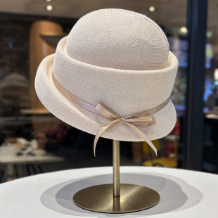 高级感法式优雅蝴蝶结礼帽春季赫本风显脸小渔夫帽子女千金风盆帽