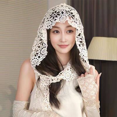 手工钩花镂空多用披肩帽子女夏季