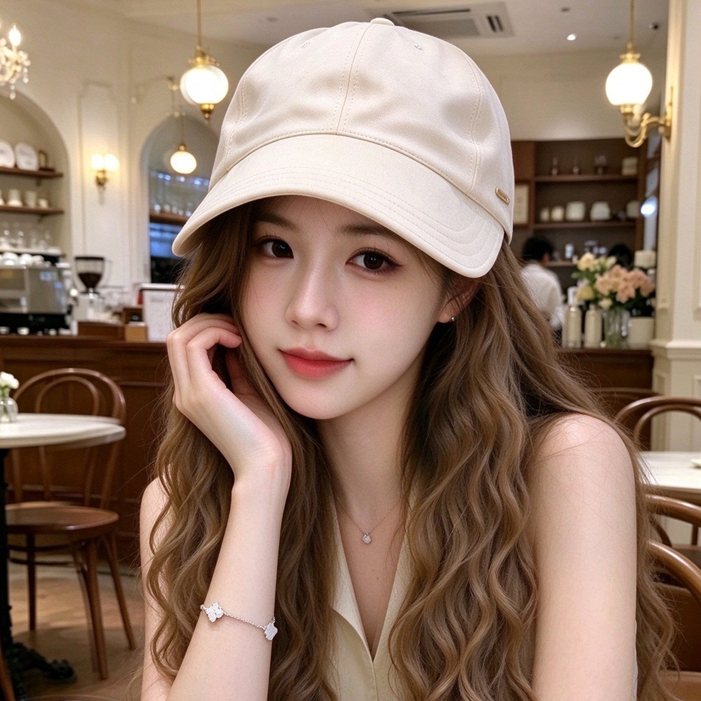 2026秋冬女款一体鸭舌帽假发