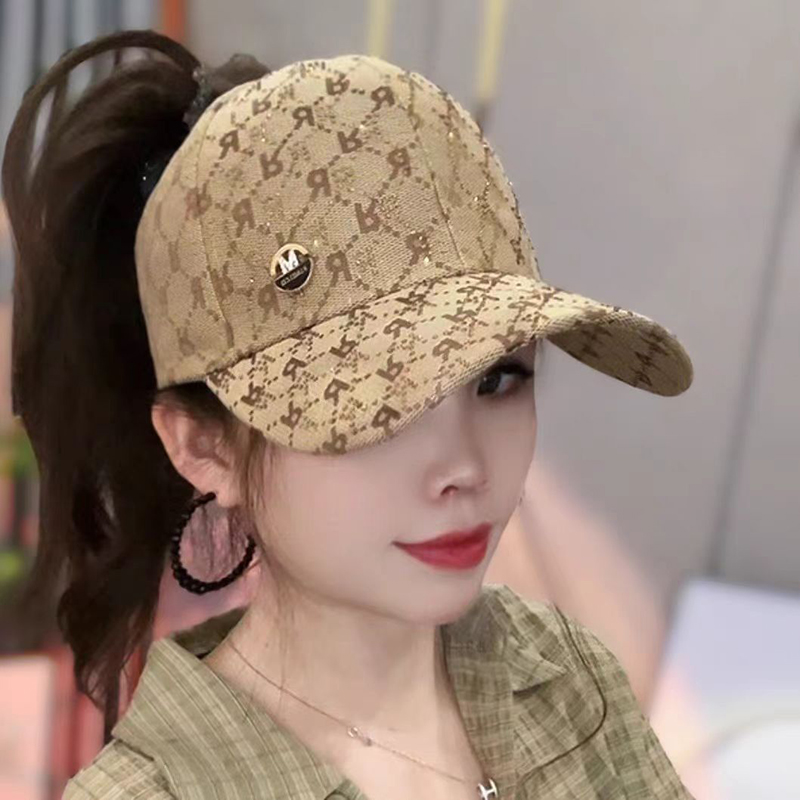可扎高马尾空顶鸭舌帽防晒遮阳女