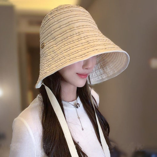 复古拼色大檐渔夫帽子女四季百搭