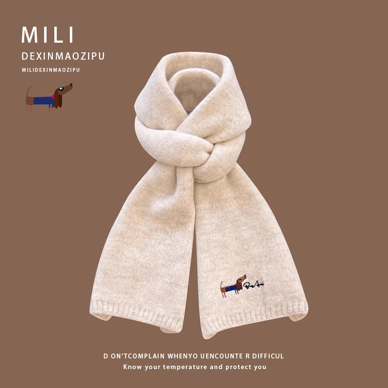 纯色针织围巾骑车保暖羊绒围脖女