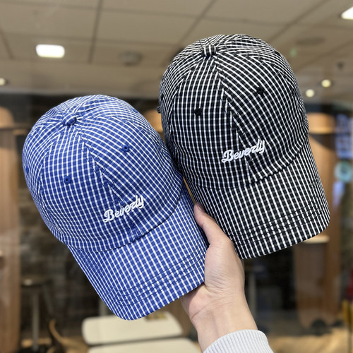 韩版格子刺绣显脸小棒球帽女