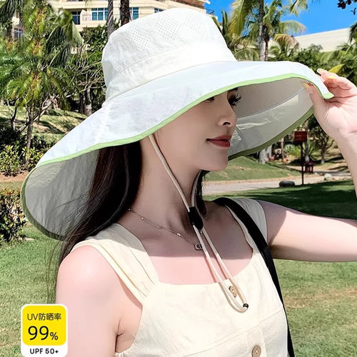 夏季女大檐防晒速干护颈渔夫帽