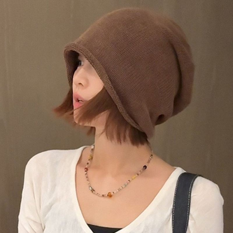 日系氛围感堆堆帽子女秋冬季保暖护耳包头帽时尚显脸小针织毛线帽