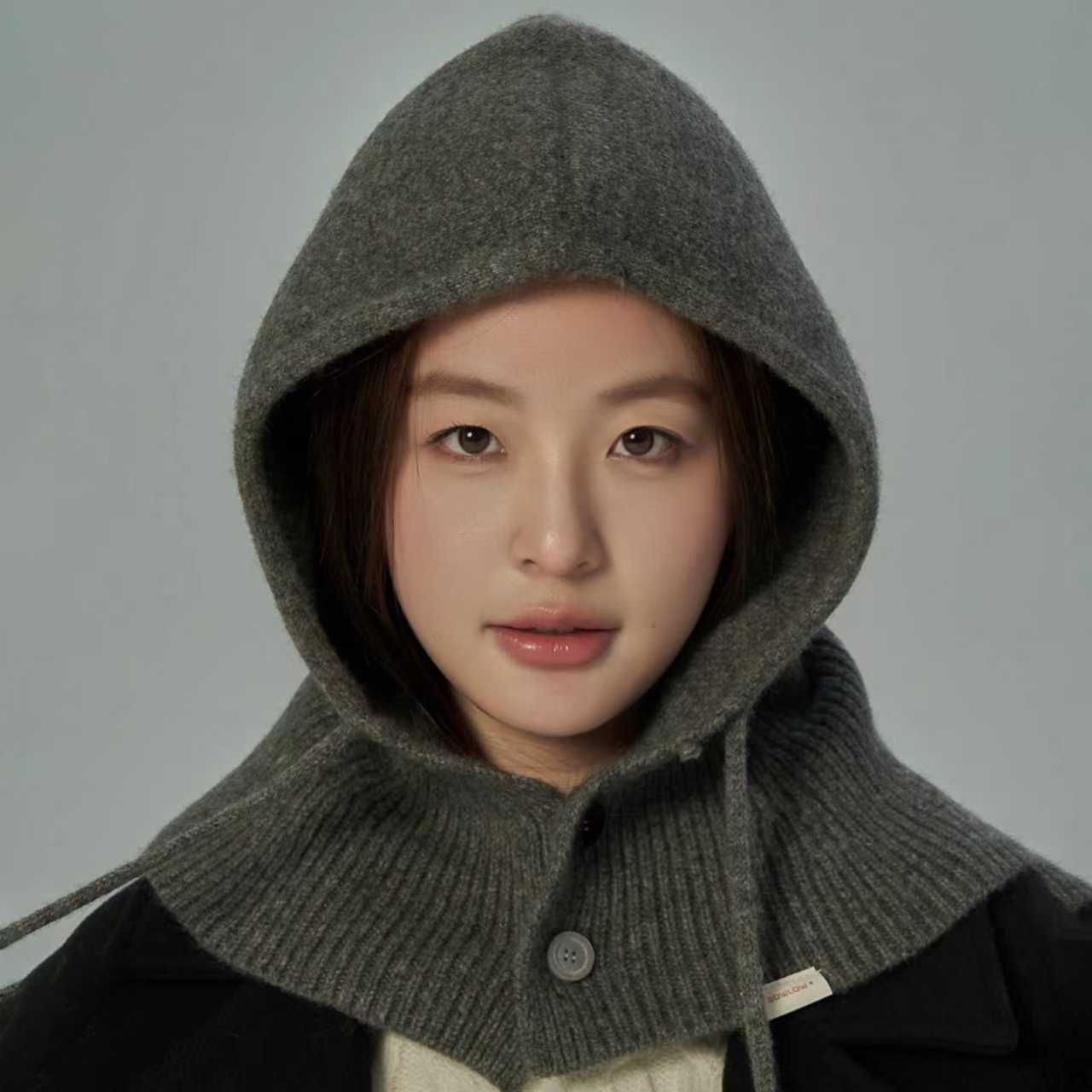 含羊毛韩版巴拉克拉法针织帽子女