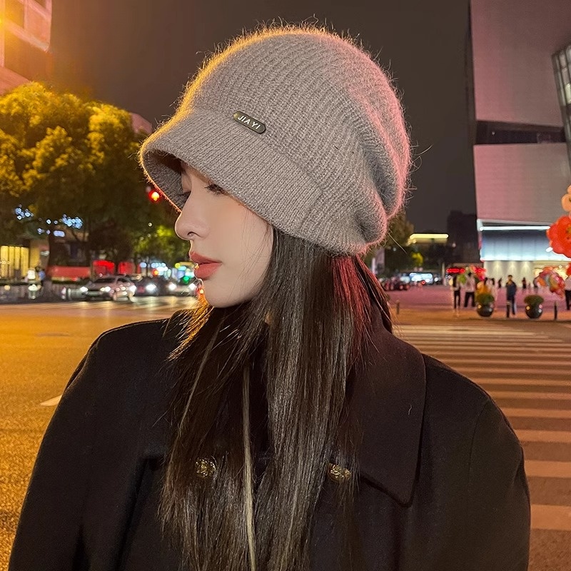 帽子女2025春秋针织帽保暖加厚大头围渔夫帽防寒产后月子帽堆堆帽