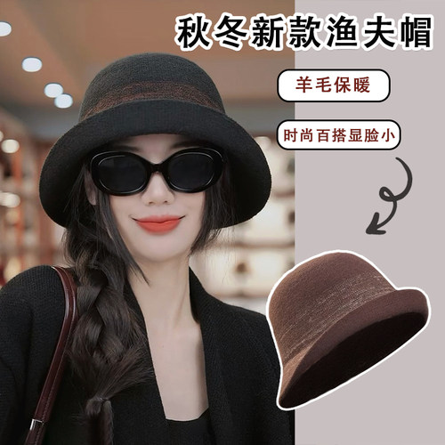 赫本风渔夫帽女复古英伦气质礼帽