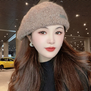 韩版羊毛呢贝雷帽子女秋冬季正反两戴前进帽英伦复古显脸小报童帽