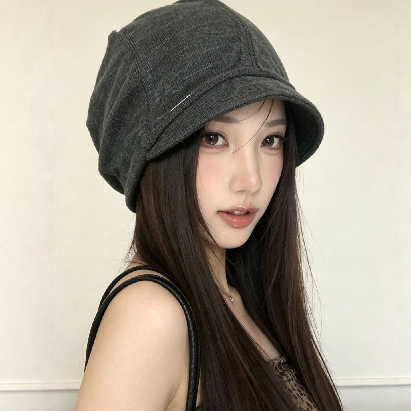 韩版短檐堆堆帽女显脸小大头围