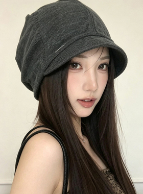 韩版短檐堆堆帽女显脸小大头围