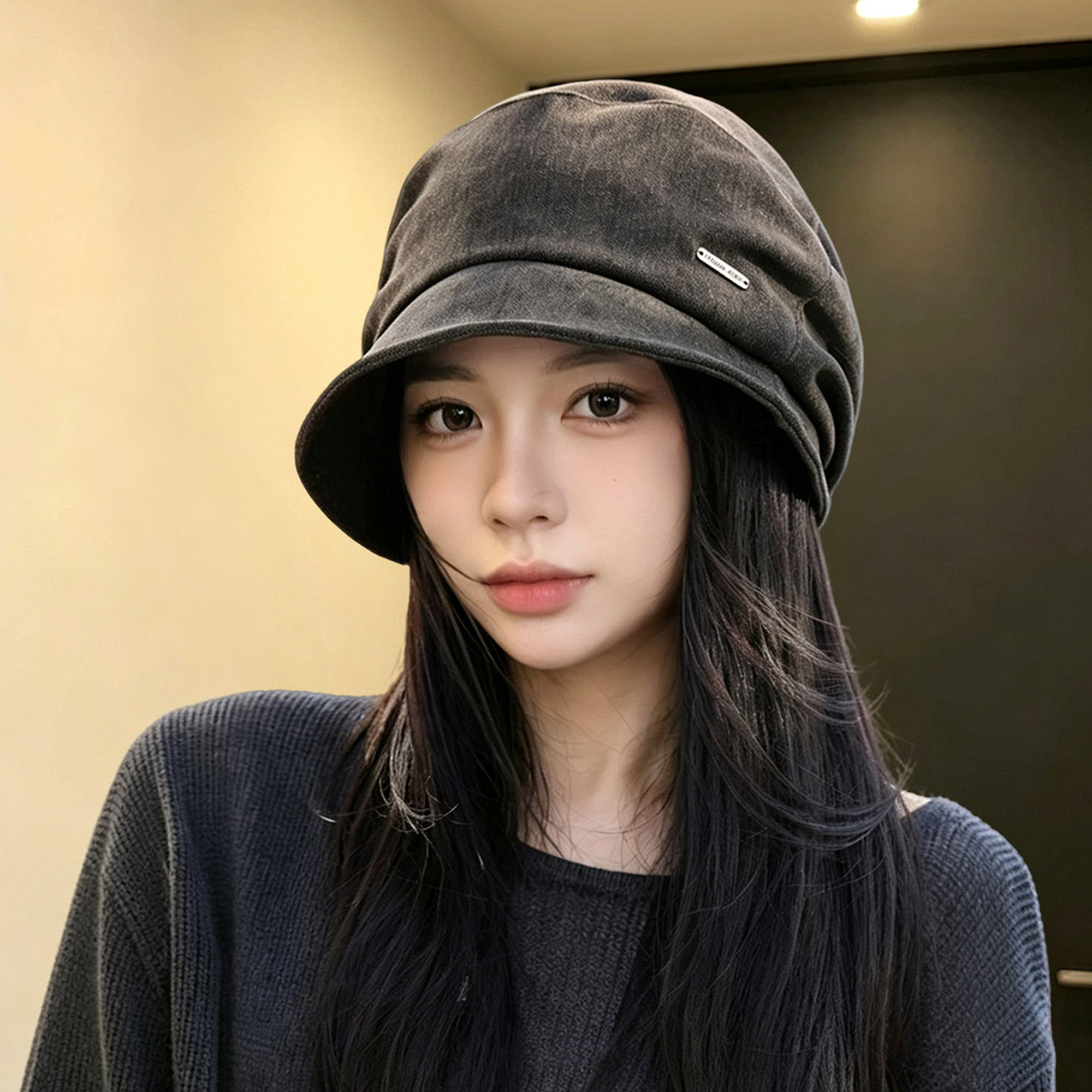 女款复古宽檐显脸小保暖贝雷帽