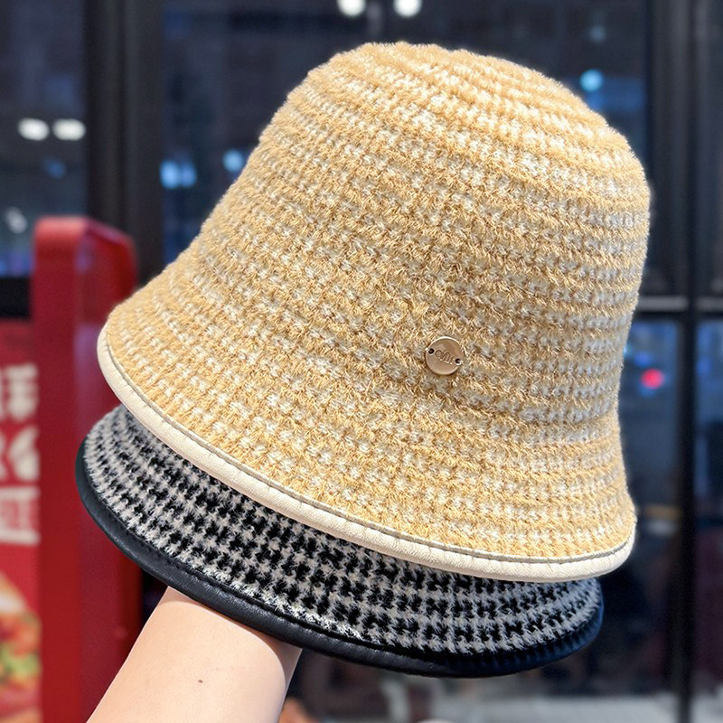 韩版拼色格纹百搭针织渔夫帽子女秋冬季复古时尚显脸小水桶帽盆帽,服饰配件/皮带/帽子/围巾,帽子,淘宝优惠券,粉丝福利购,淘宝优惠卷