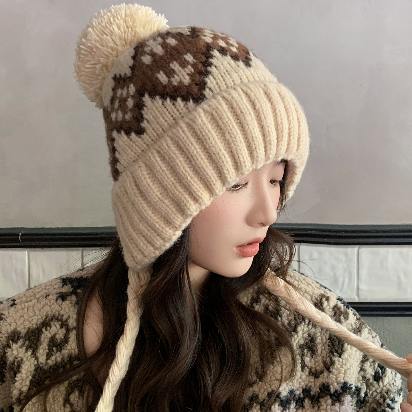 韩系复古提花针织毛线帽子女秋冬季费尔岛风加厚保暖护耳包头帽潮,服饰配件/皮带/帽子/围巾,帽子,淘宝优惠券,粉丝福利购,淘宝优惠卷