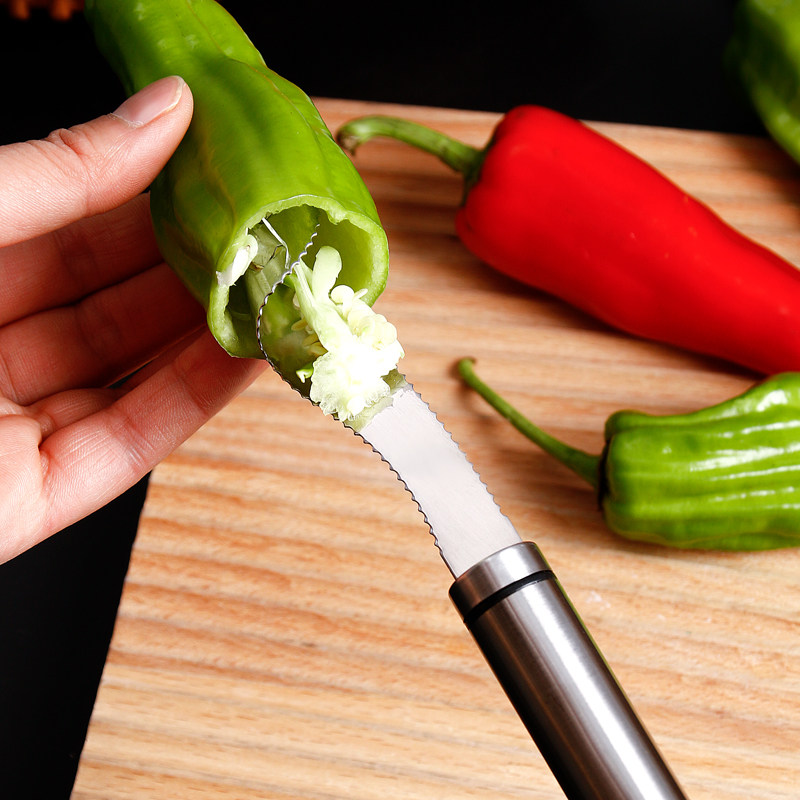 辣椒去籽神器304不锈钢切青椒红椒虎皮椒辣椒苦瓜番茄去芯取籽器