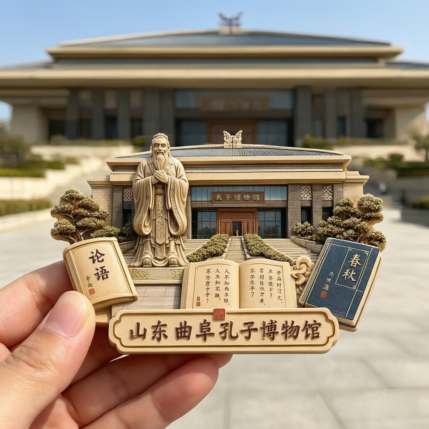 孔子博物馆树脂磁吸浮雕冰箱贴山东曲阜旅游文创纪念小礼品赠品