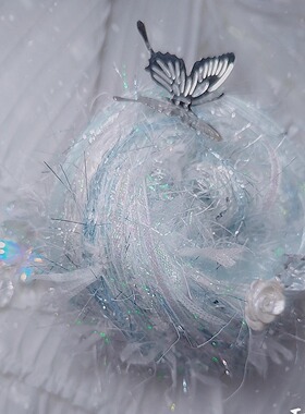 手混线【雪融】幻闪冰雪蓝diy手编特色毛线手作包包配线卡套发夹
