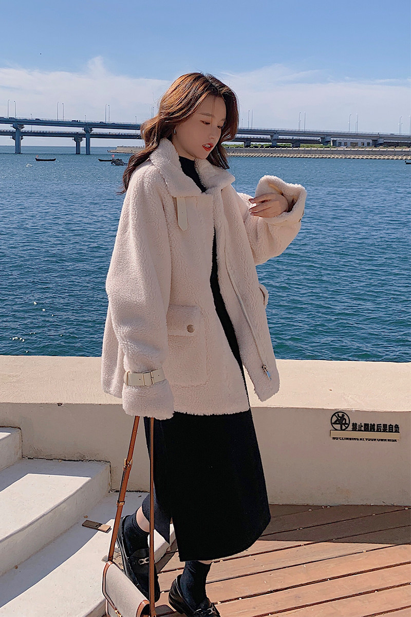 大货已出！冬季羊羔毛小个子休闲外套166-1083P175控258米色,女装棉衣/棉服,茜茜公主