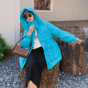 90绒2022冬季新款抽绳连帽羽绒服166-9990P320K488红色图片