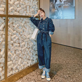 现货22春季休闲宽松高腰韩版牛仔连体裤166-8852P135K198，女装牛仔裤，茜茜公主