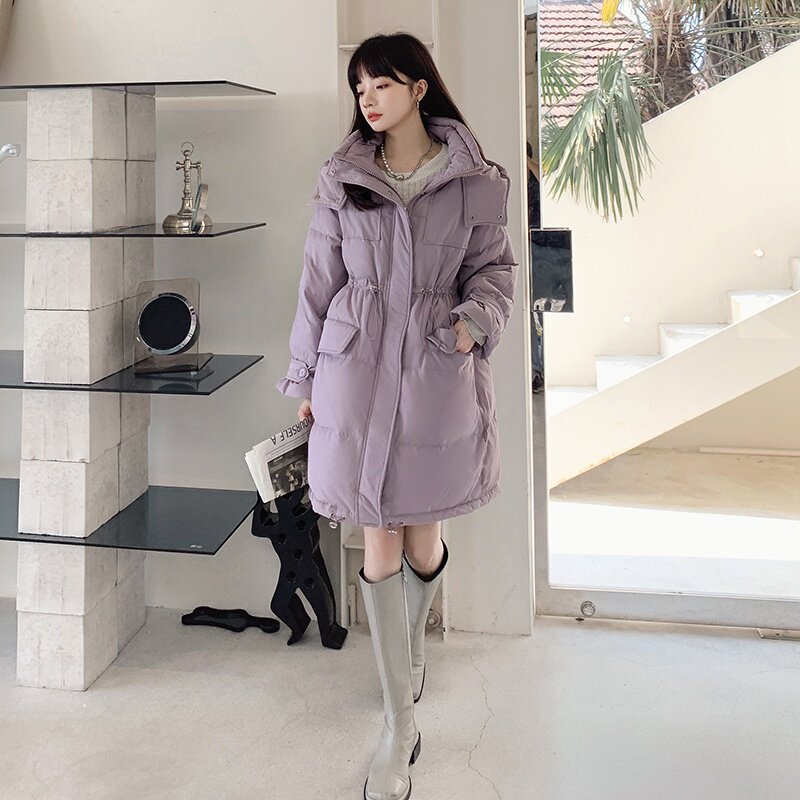 2022冬季现货韩版中长款收腰羽绒服166-8638P260K418图片