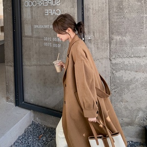 2022冬季新款现货80毛金棕色西装领双面呢166-9908P290K438图片