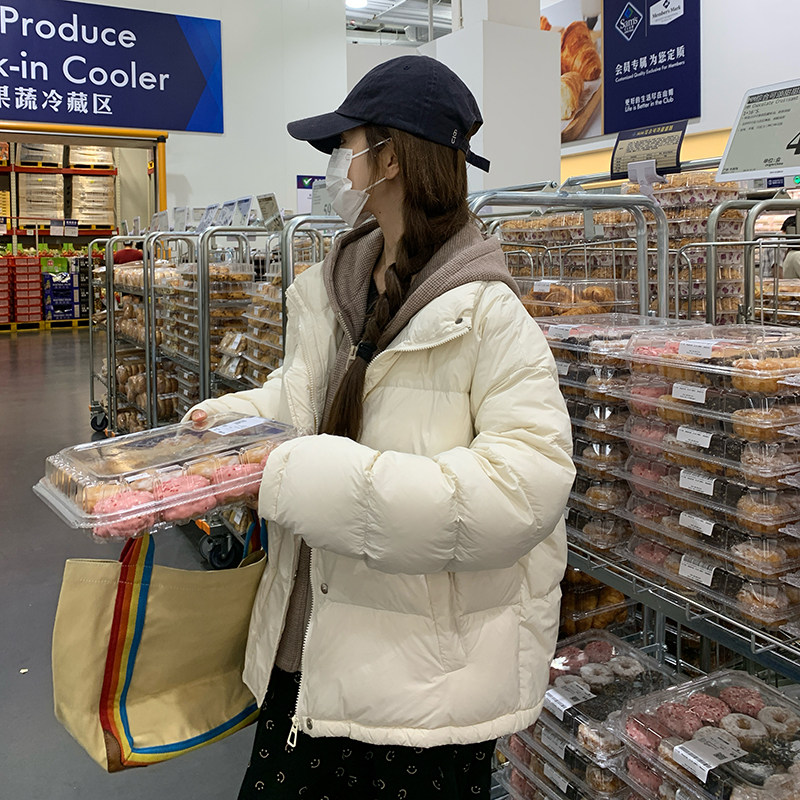 独特超好看色假两件拼接连帽羽绒服女冬2024新款加厚90白鸭绒外套,女装羽绒服,茜茜公主
