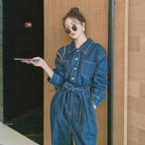 现货22春季休闲宽松高腰韩版牛仔连体裤166-8852P135K198，女装牛仔裤，茜茜公主