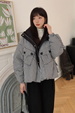 2022冬季新款现货格子多口袋短款羽绒服166-9926P205K338，女装羽绒服，茜茜公主