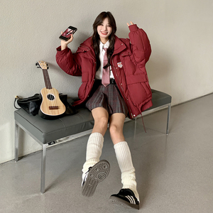 2025冬季新现货90绒学院风个性连帽设计感羽绒服166-6650P290K418图片