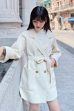 2022冬季新款现货米白双面呢感显瘦腰带外套166-9903P195K328，女装毛呢外套，茜茜公主