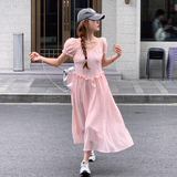2025夏季新款现货显瘦蕾丝泡泡袖长款连衣裙166-2609P115K178，女装连衣裙，茜茜公主