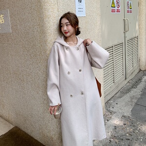 2022冬季新款现货韩版宽松双排扣双面呢外套166-9906P255K398图片