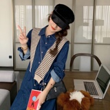 高级感披肩连衣裙女2025春秋季新款小个子休闲牛仔长袖衬衫连身裙，女装连衣裙，茜茜公主