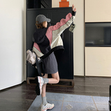 甜酷休闲粉色抽绳连帽冲锋衣外套女春秋超火好看高级感短夹克上衣，女装短外套，茜茜公主