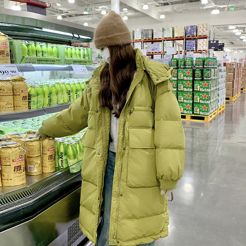 灯芯绒拼接中长款羽绒服女冬2024新款加厚高级感超好看流行厚外套,女装羽绒服,茜茜公主