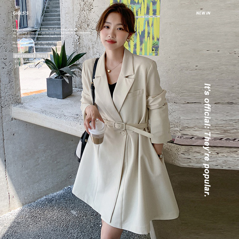 2023春季现货中长款西装外套带腰带166-8269P135K198图片