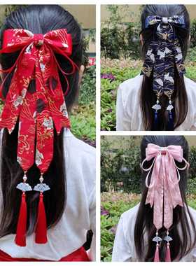 新年发饰古风汉服过年头饰蝴蝶结发夹女中国风古装发带马面裙儿童