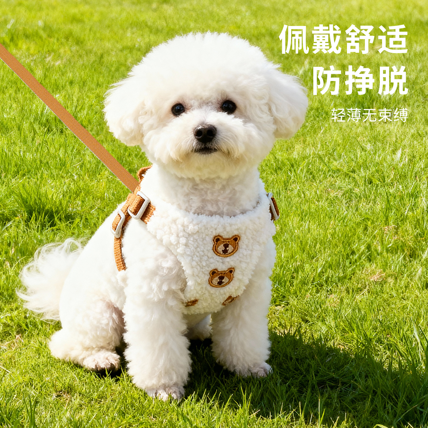 2025新款小狗狗牵引绳背心式遛狗绳链子小型犬比熊胸背带宠物用品