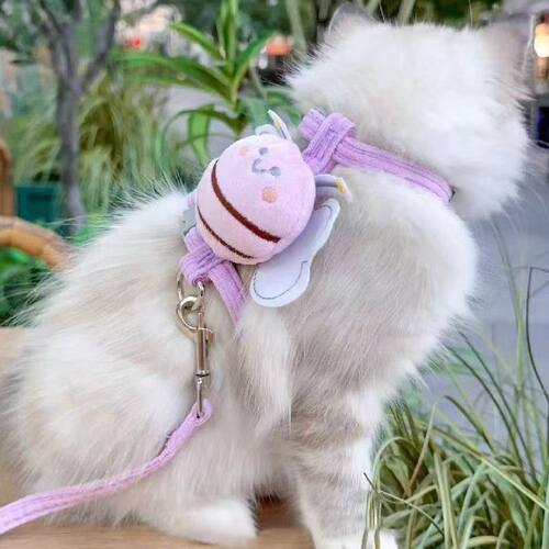防走丢猫咪牵引绳工字型外出专用遛猫绳防挣脱猫链子幼猫兔子绳子