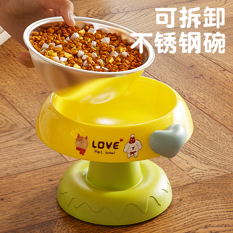 狗碗小狗饭碗粮碗喝水碗保护颈椎猫食盆不锈钢猫碗不易打翻宠物碗