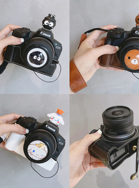 新款适用佳能R50皮套底座半套便携可以直取电池黑色棕色咖啡色