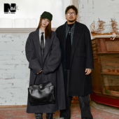 潮牌男装 25年冬季 新款 NMAX大码 大翻领纯色中长款 外套加厚毛呢大衣