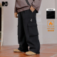 潮牌男装 裤 25年冬新款 NMAX大码 黑色美式 加绒直筒宽松工装 保暖长裤