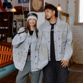 NMAX大码 复古做旧精致刺绣宽松休闲牛仔外套 新款 潮牌男装 25年秋季