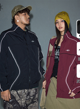 NMAX大码潮牌男装25年秋装防泼水小立领夹克帅气反光线条拼接外套