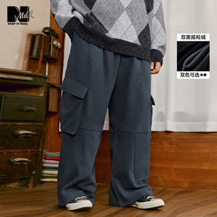 潮牌男装 大口袋运动休闲长裤 25年冬季 双面摇粒绒工装 新款 NMAX大码