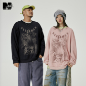 25年秋新品 NMAX大码 潮牌男装 白墨直喷印花卫衣280克重磅针织上衣