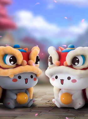 蜜桃猫第三弹与爱相伴盲盒 可爱喵咪醒狮手办3代情侣礼物摆件